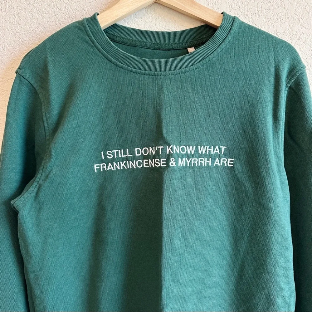 Green Embroidered Crewneck Sweatshirt Organic Cotton